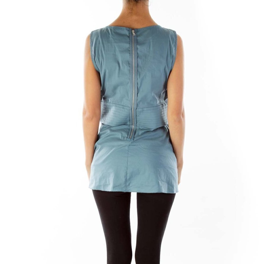 BCBG MaxAzria Steel Blue V-Neck Blouse - Picture 2 of 3